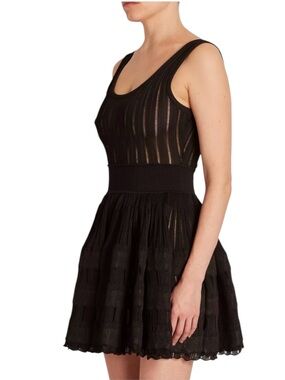 Alaïa Stretch-Knit Skater Minidress Black Fr36